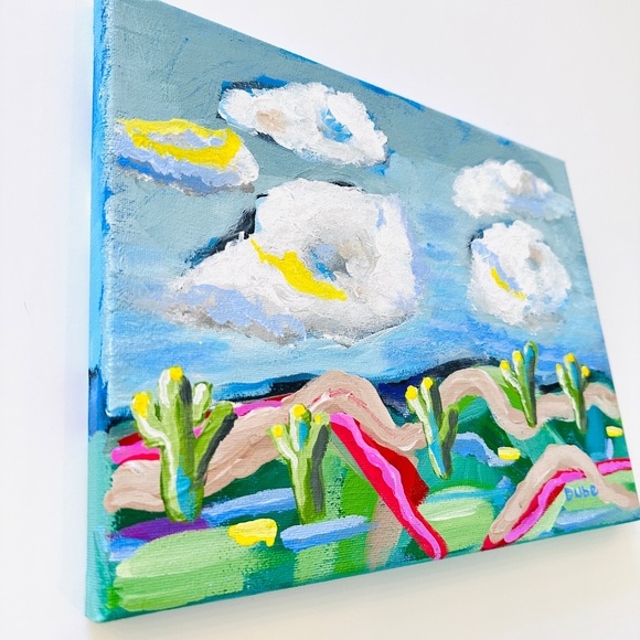 Original Abstract Southwest Cactus Landscape Painting One of a Kind - Picture 3 of 6